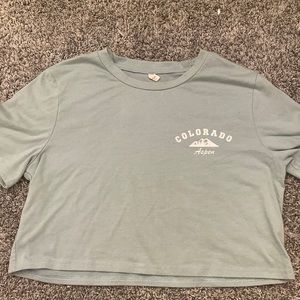 ROMWE light blue Colorado aspen crop top